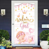 Lofaris Welcome Pink Sleeping Girl Baby Shower Door Cover